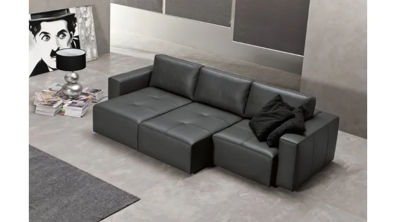 Divano relax lineare in pelle con sedute estraibili Klauss di Excò