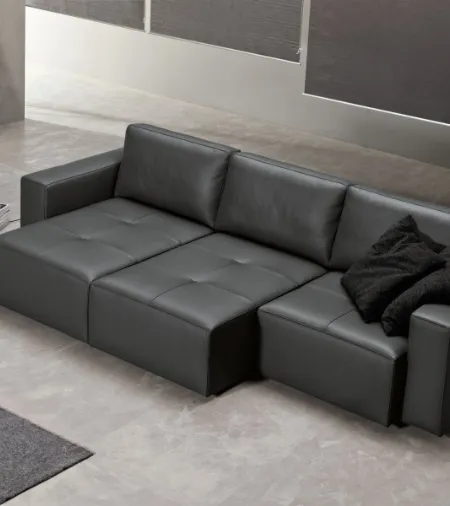 Divano relax lineare in pelle con sedute estraibili Klauss di Excò