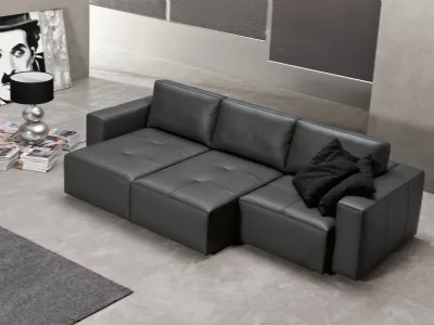 Divano relax lineare in pelle con sedute estraibili Klauss di Excò