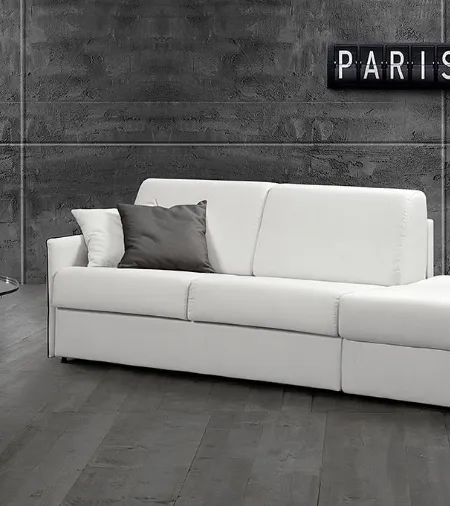 Divano letto lineare in tessuto con pouf Lollò di Excò