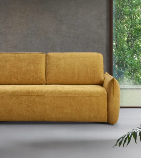 Divano Letto lineare in tessuto color senape Ray di Excò