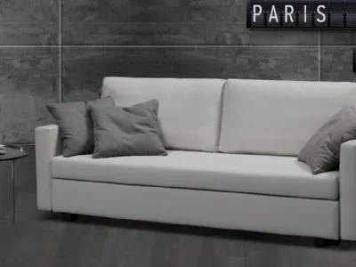 Divano letto semplice e lineare in tessuto chiaro Sirass Tre di Excò