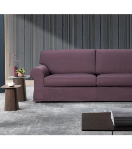 Divano lineare in tessuto di colore viola Stone di Excò