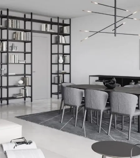 Tavolo Torii con top in marmo Grigio e base in legno di Novamobili