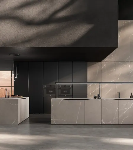 Cucina Design lineare Elementi 01 in ceramica gres effetto pietra di Snaidero