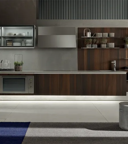 Cucina Design lineare Icon 03 in rovere termotrattato liscio di Ernestomeda