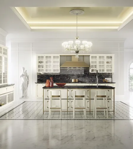 Cucina Design lineare elegante, in laccato bianco majestic Kelly di Snaidero