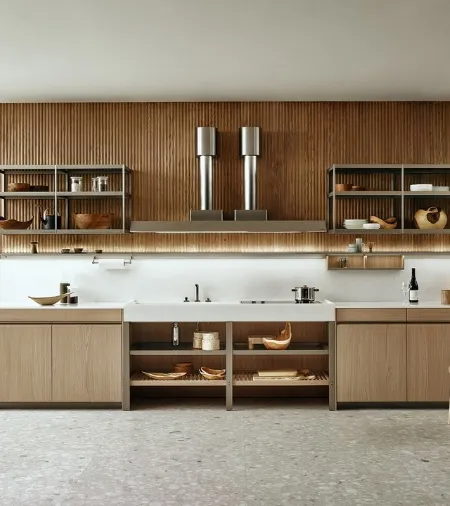 Cucina Design lineare KLab 04 in rovere nordic di Ernestomeda