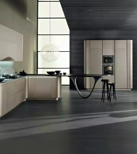 Cucina Design con penisola Ola in laccato micalizzato di Snaidero