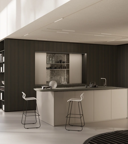 Cucina Design in melaminico con isola in laccato One 04 di Ernestomeda