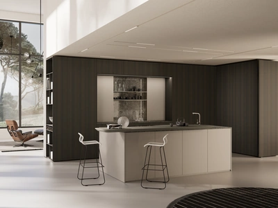 Cucina Design in melaminico con isola in laccato One 04 di Ernestomeda