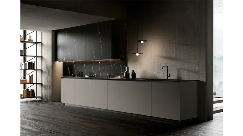 Cucina Design lineare One 04 in Laminato opaco Incenso di Ernestomeda