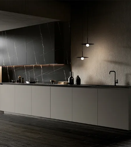 Cucina Design lineare One 04 in Laminato opaco Incenso di Ernestomeda