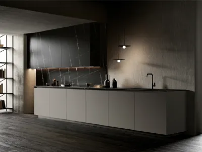 Cucina Design lineare One 04 in Laminato opaco Incenso di Ernestomeda