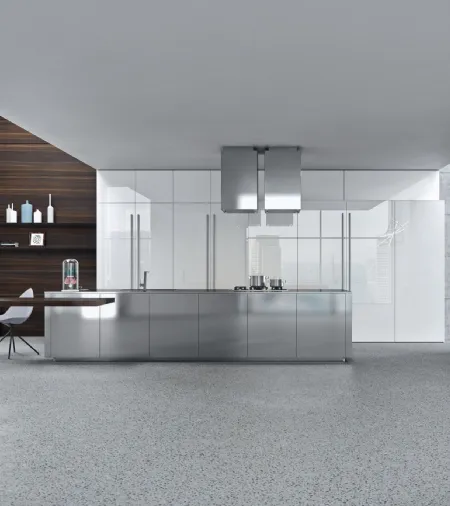 Cucina Design lineare in acciaio Opera 01 di Snaidero