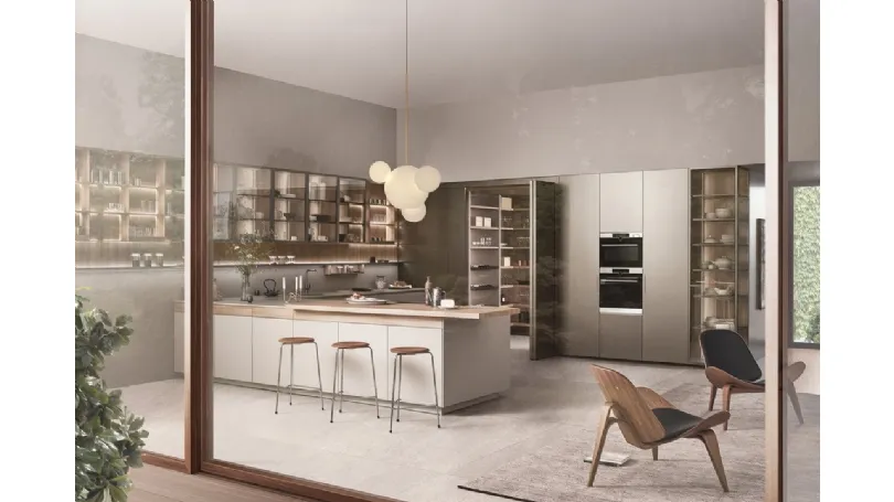 Cucina Design con penisola Sign 03 in fenix Beige Arizona di Ernestomeda