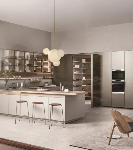 Cucina Design con penisola Sign 03 in fenix Beige Arizona di Ernestomeda