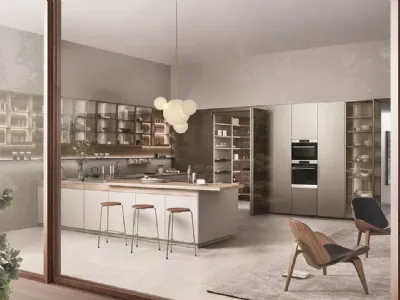 Cucina Design con penisola Sign 03 in fenix Beige Arizona di Ernestomeda