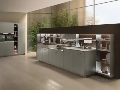 Cucina Design angolare Soul 01 in laccato e pietra piasentina di Ernestomeda