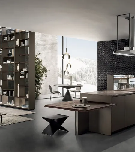 Cucina Design Soul 03 con isola in rovere termotrattato e laccato opaco di Ernestomeda