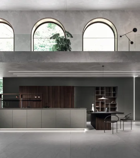 Cucina Design con isola Way Materia Calce Tortora e Rovere di Snaidero