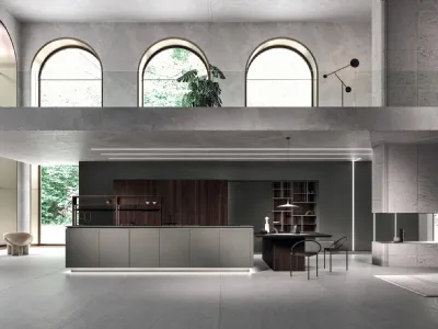 Cucina Design con isola Way Materia Calce Tortora e Rovere di Snaidero