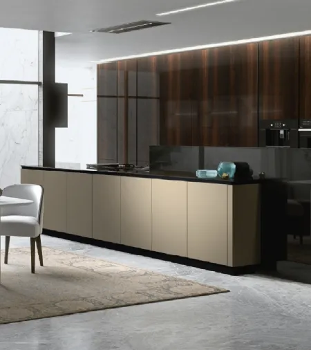 Cucina Design con isola Way Oro e Eucalipto di Snaidero