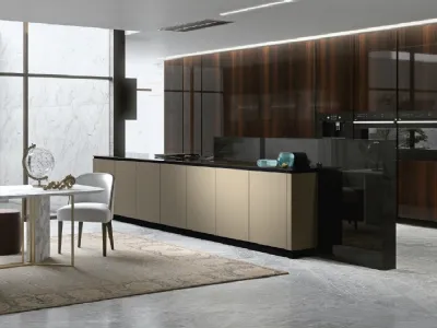 Cucina Design con isola Way Oro e Eucalipto di Snaidero