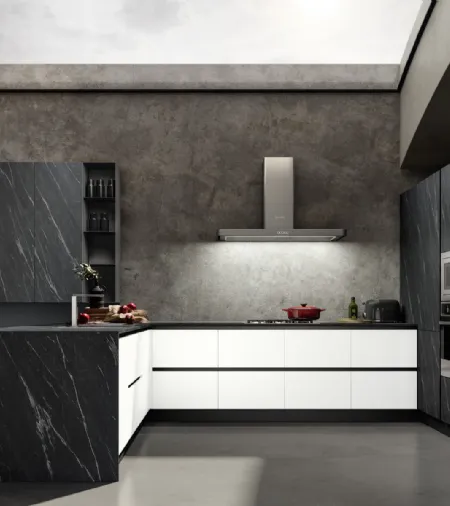 Cucina Moderna con penisola Accapielle composizione 02 Delight di Essebi