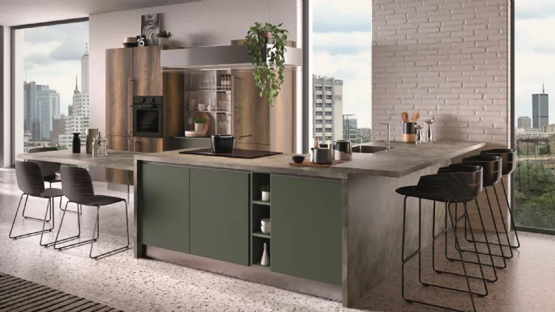 Cucina Moderna con penisola Azimut composizione 03 di Essebi