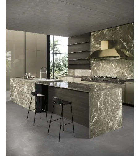 Cucina Moderna con isola Frame 04 in laccato e gres di Snaidero