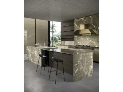 Cucina Moderna con isola Frame 04 in laccato e gres di Snaidero