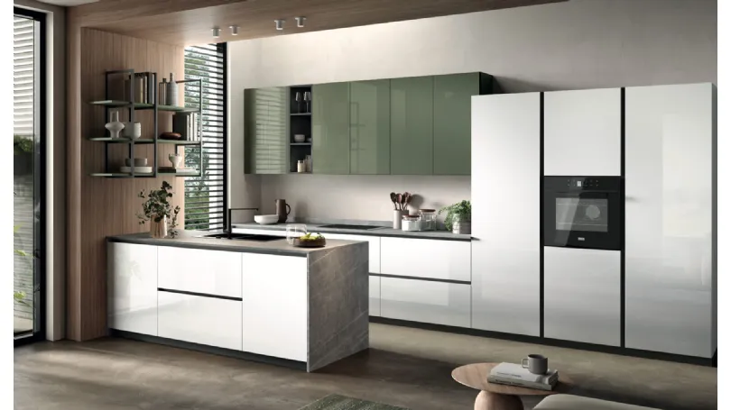 Cucina Moderna con penisola Gloss 01 di Essebi