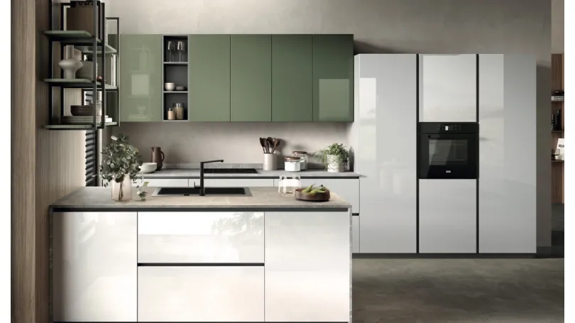 Cucina Moderna con penisola Gloss 01 di Essebi