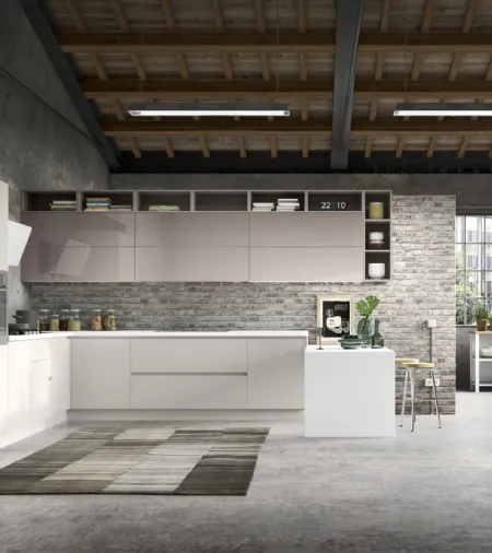 Cucina Moderna angolare con penisola Gloss composizione 06 di Essebi