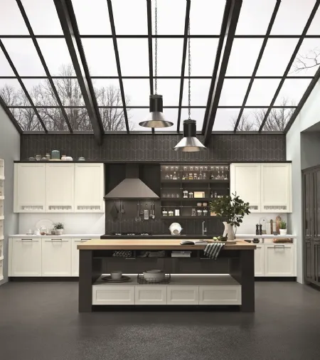 Cucina Moderna lineare Hera in materico rovere e laccato di Snaidero