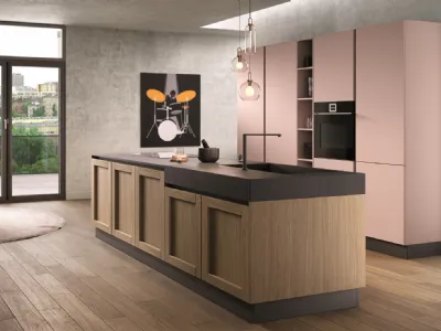 Cucina Moderna con isola Jazz composizione 02 in laccato e laminato di Essebi