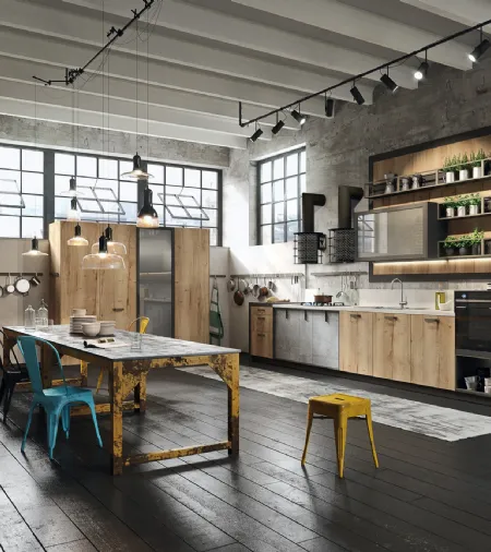 Cucina Moderna lineare Loft ispirata al mondo metropolitano industriale di Snaidero