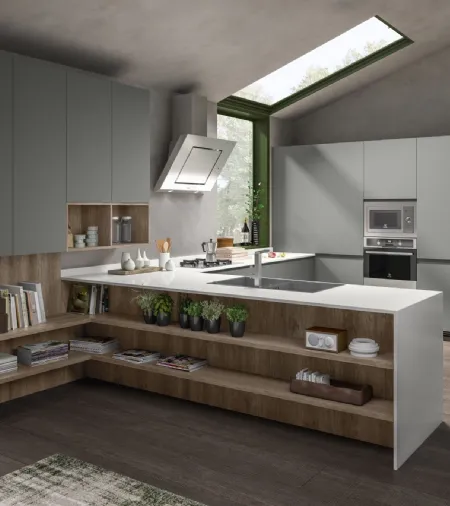 Cucina Moderna con penisola Nadir composizione 02 di Essebi