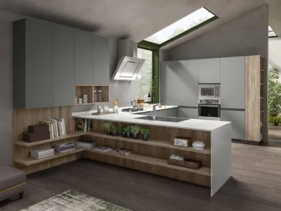 Cucina Moderna con penisola Nadir composizione 02 di Essebi